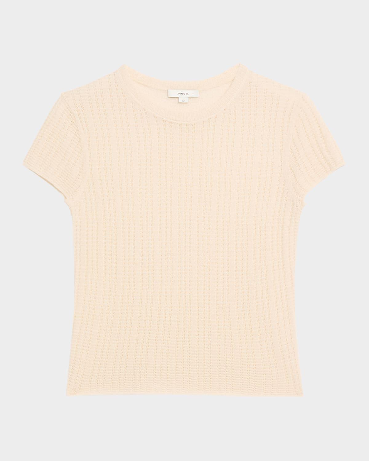 crewneck waffle-knit top
