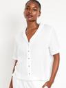 crinkle gauze button-down shirt