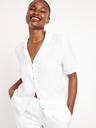 crinkle gauze button-down shirt