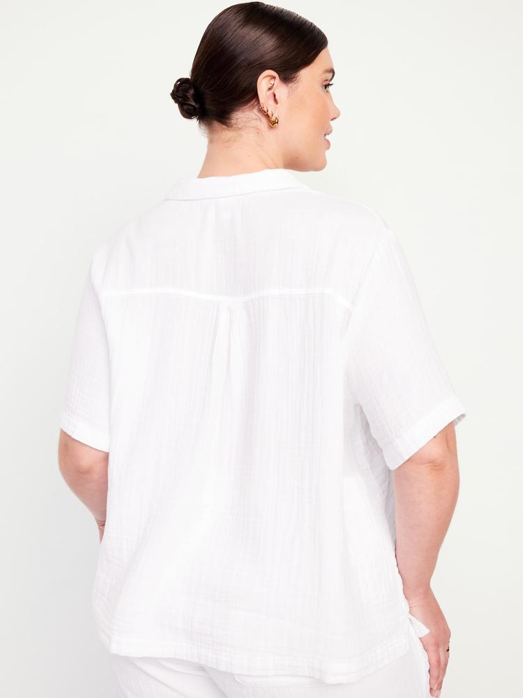 crinkle gauze button-down shirt