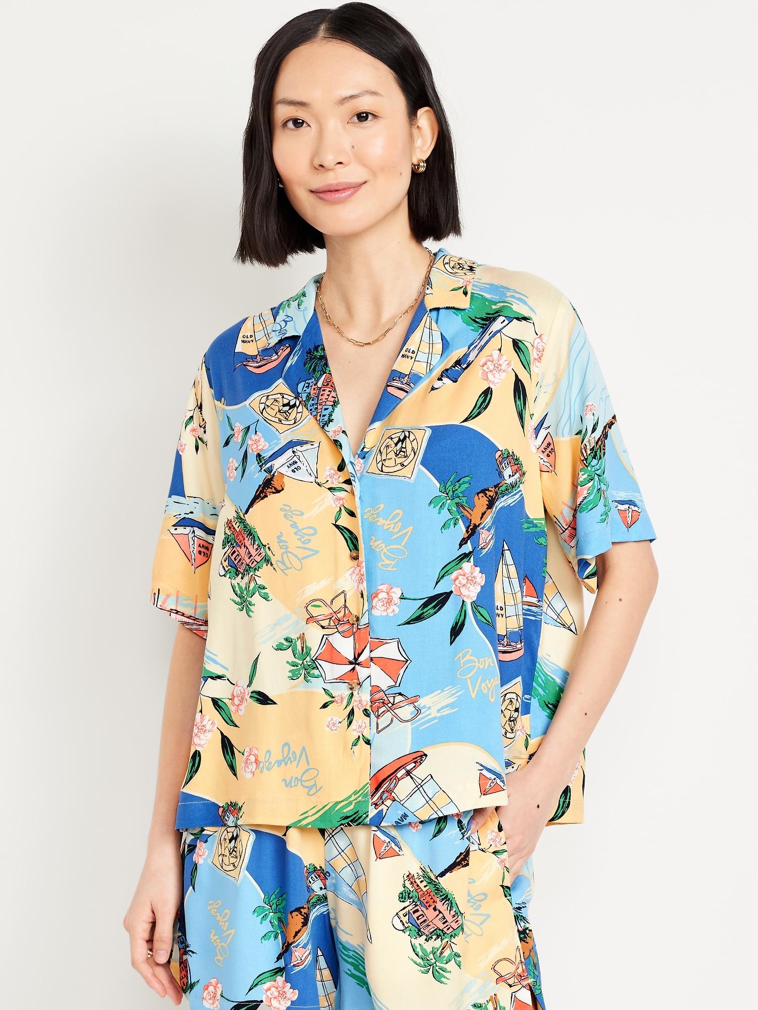crinkle gauze button-down striped shirt