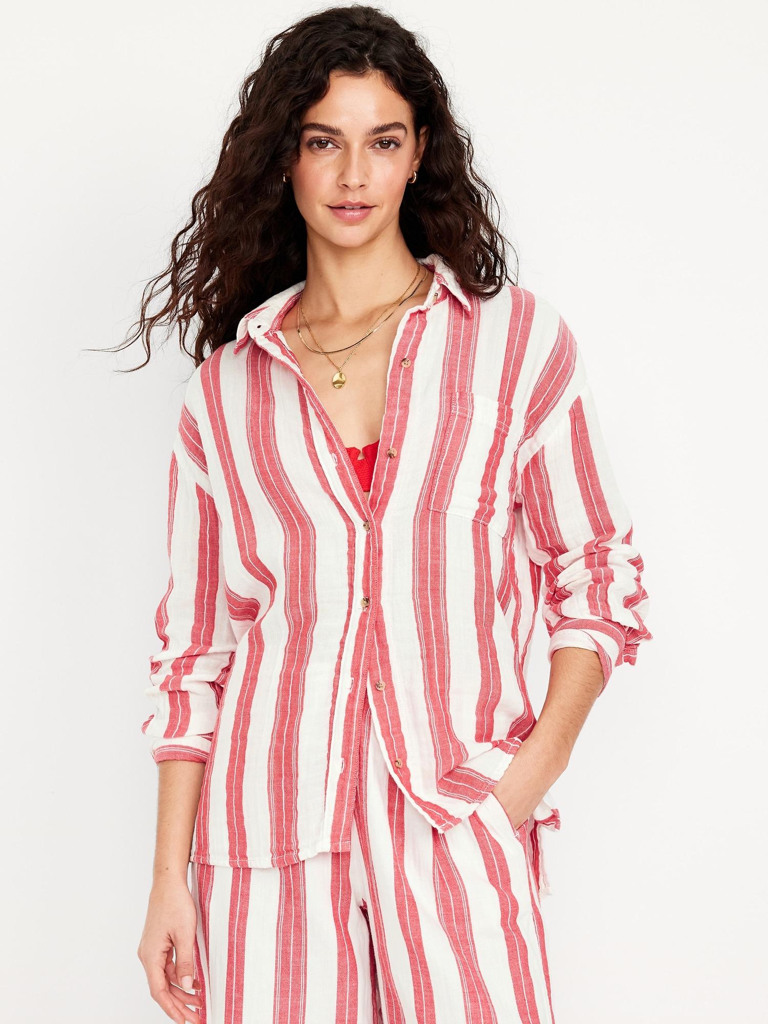 crinkle gauze loose button-down shirt