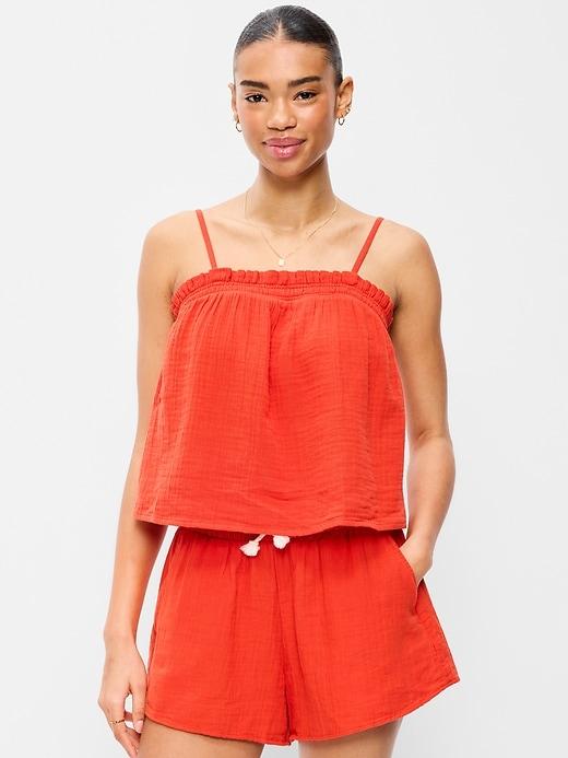 crinkle gauze tank top