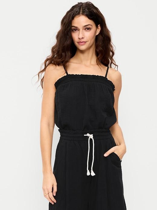 crinkle gauze tank top