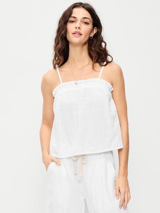crinkle gauze tank top