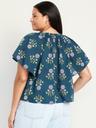 crinkle gauze tassel-tie shirred top