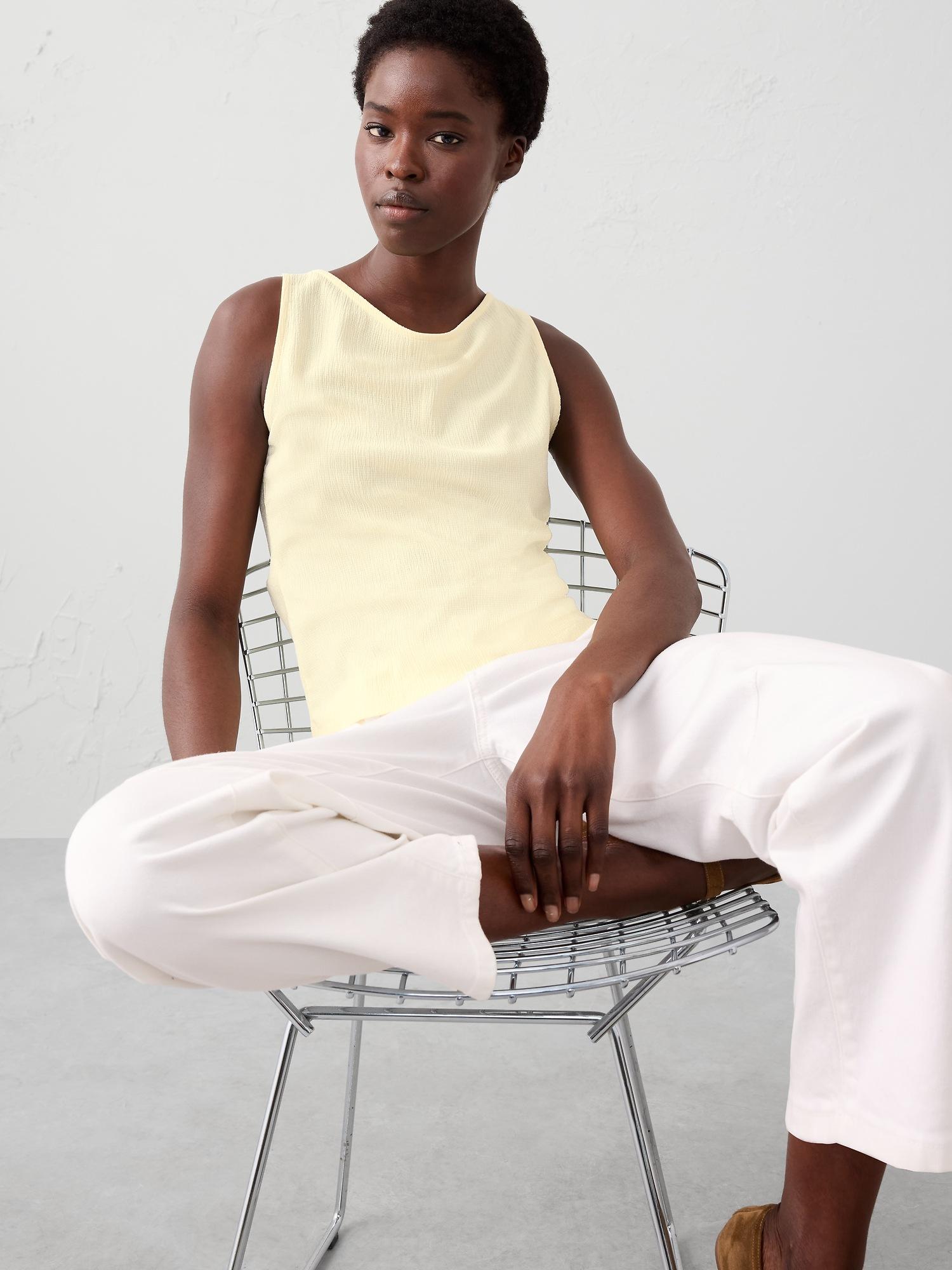 crinkle jacquard top