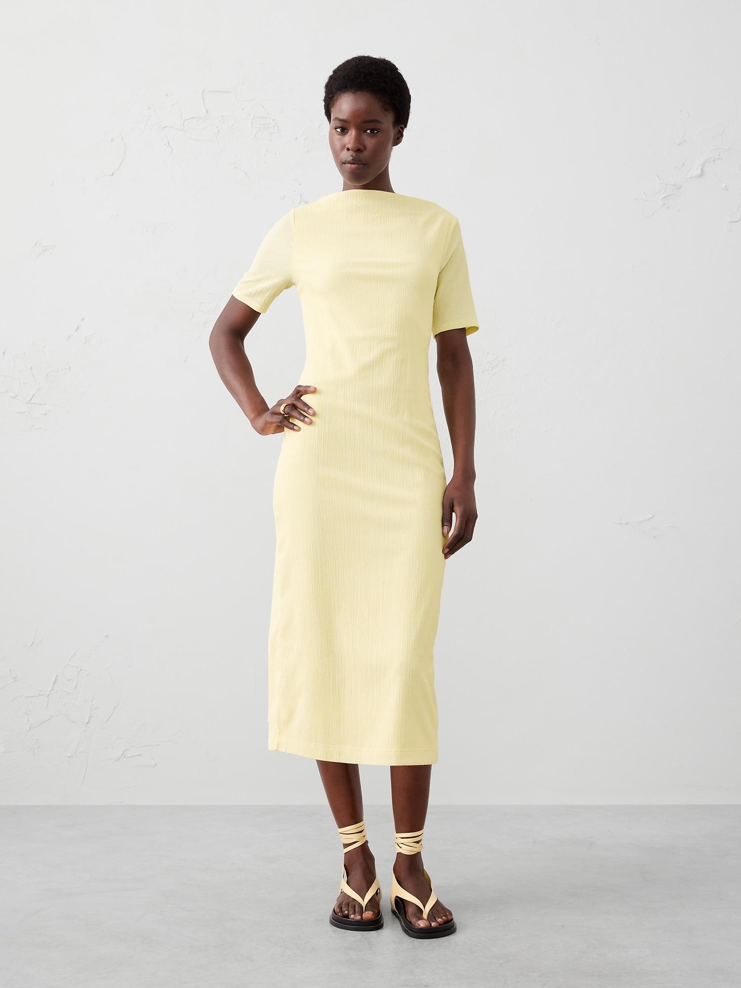 crinkle knit midi dress