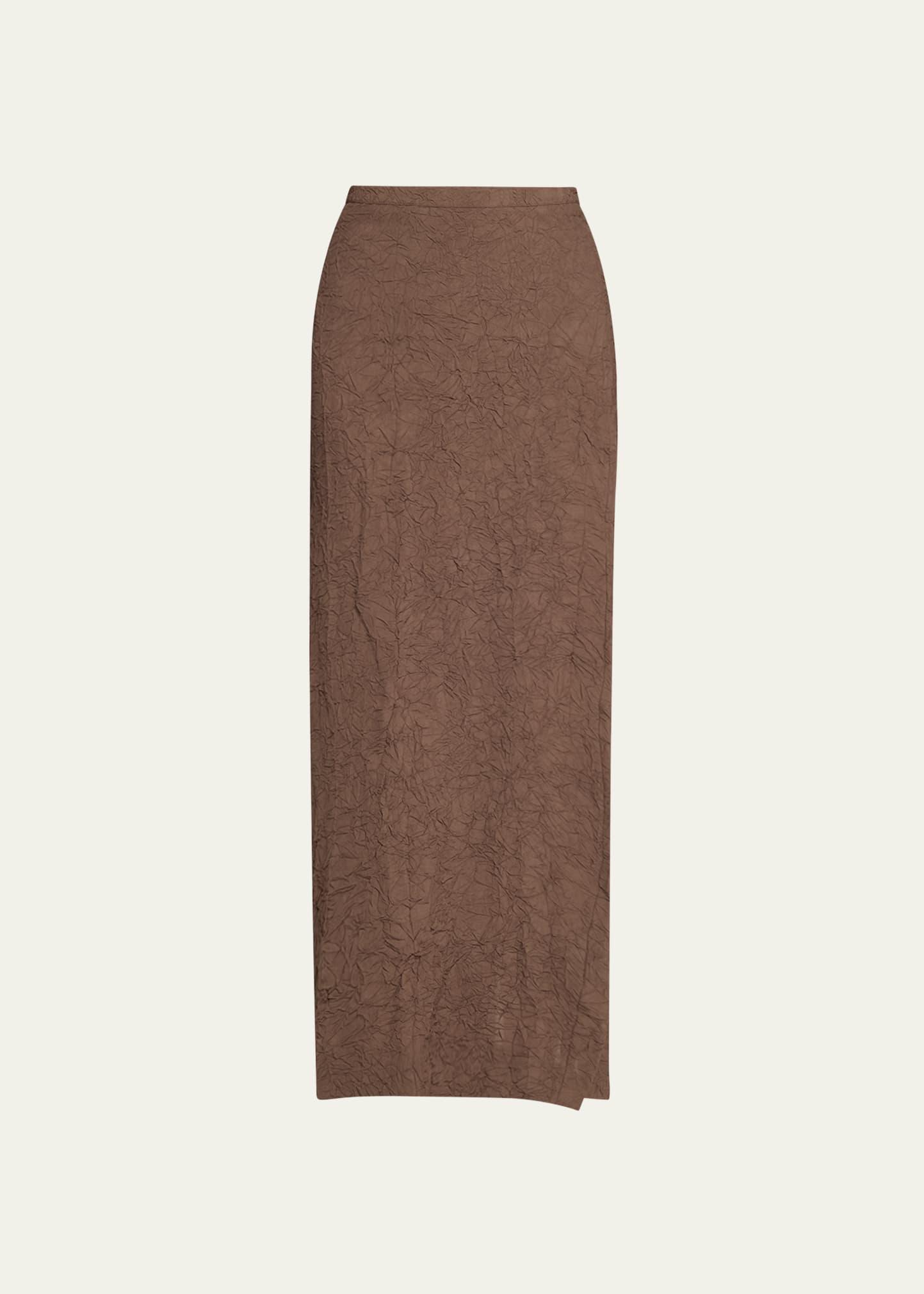 crinkle mid-length straight skirt