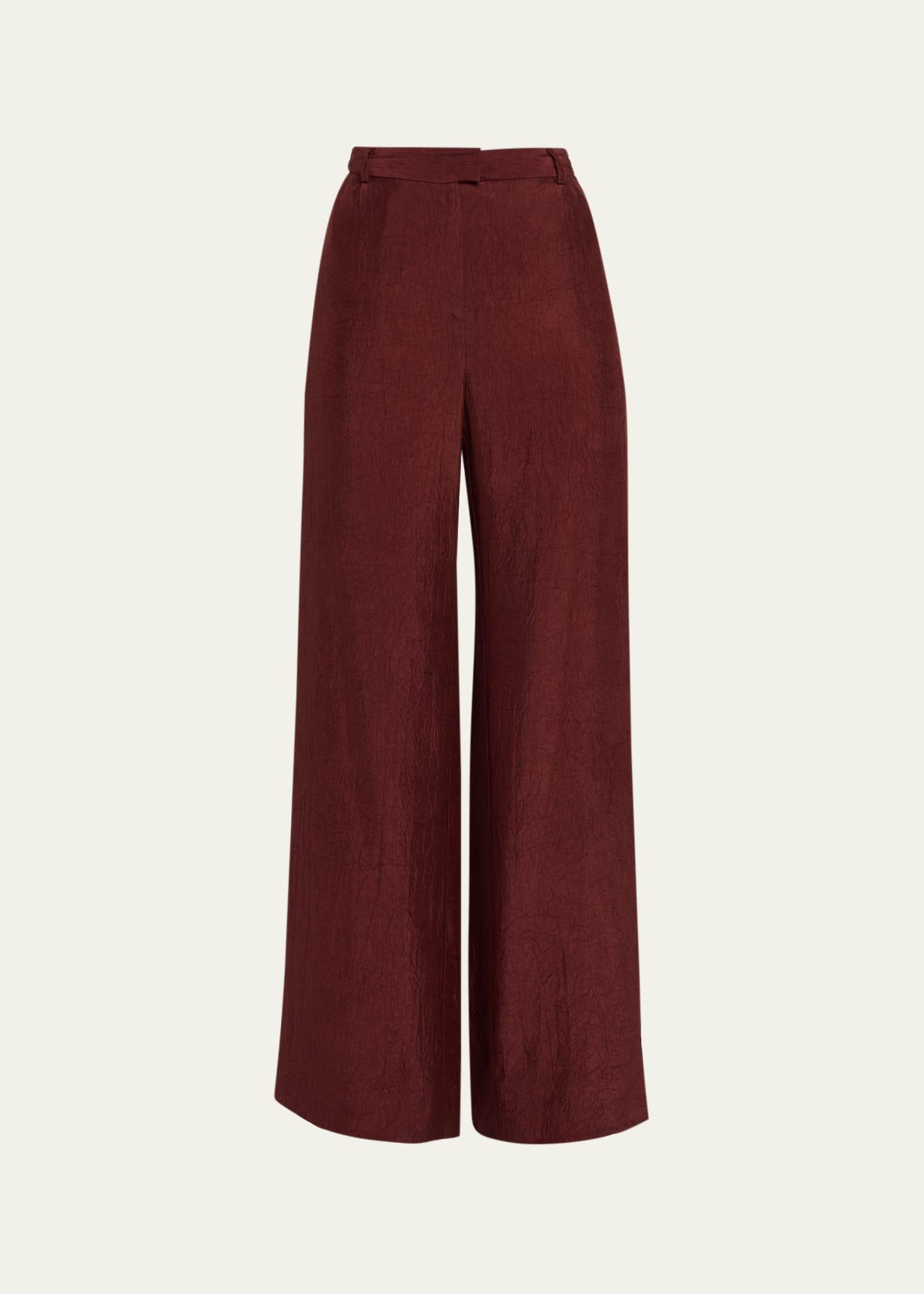 crinkle satin wide-leg trousers