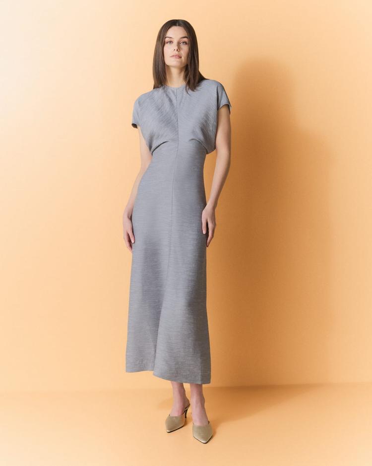 crinkle slouch waist dress