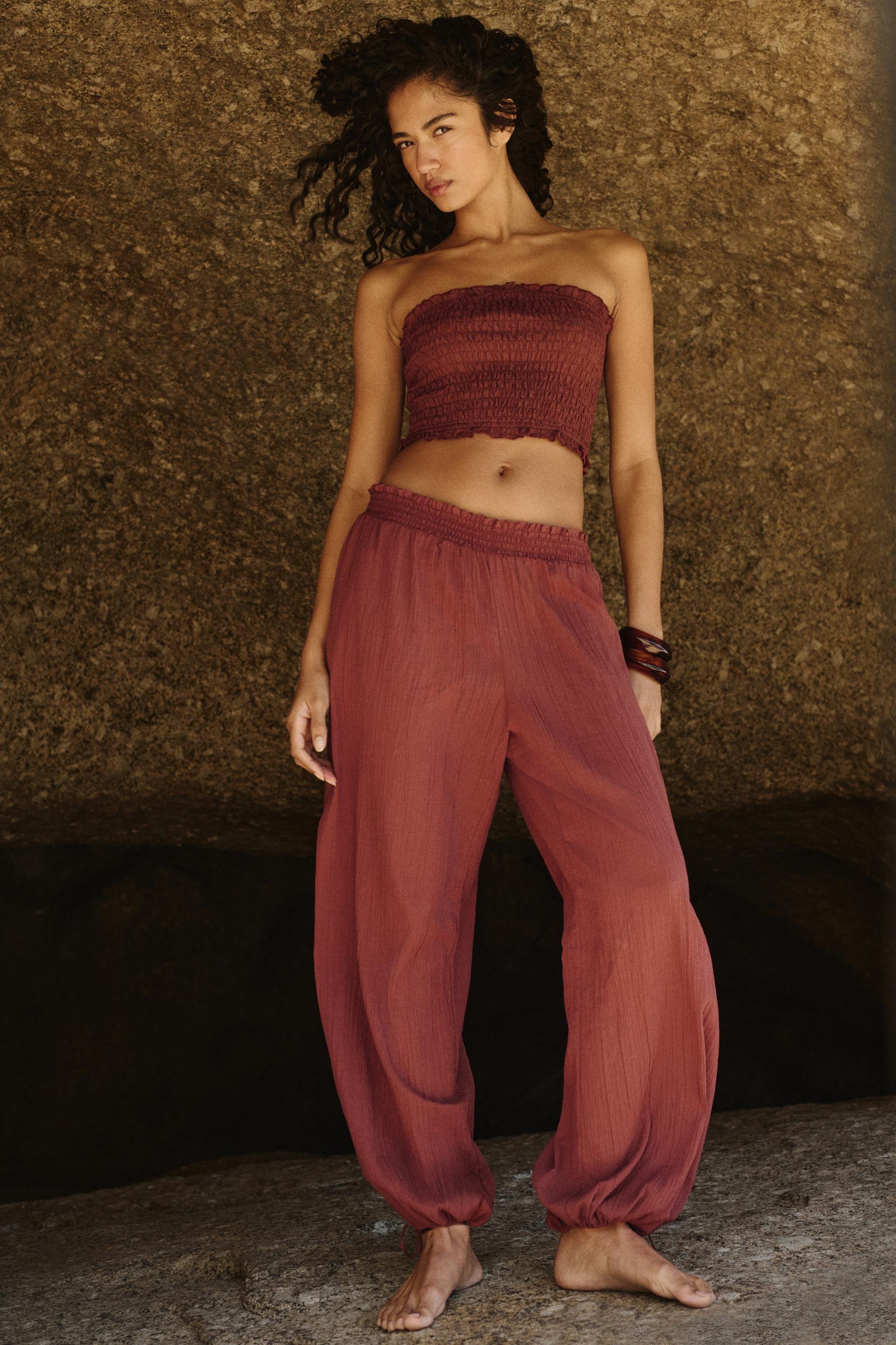 crinkled beach pants