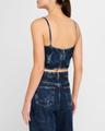 crinkled denim bow strap top