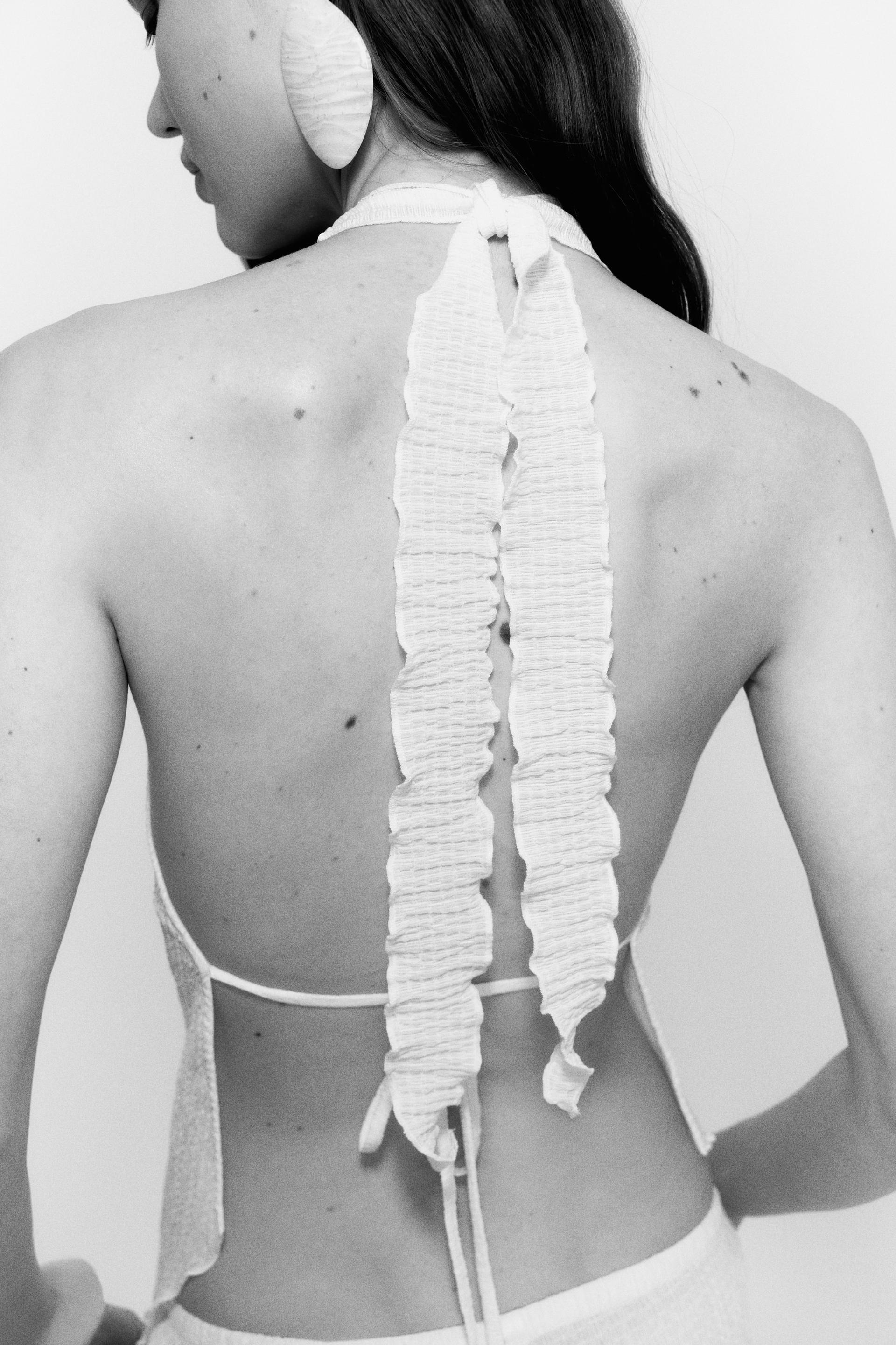 crinkled halterneck top