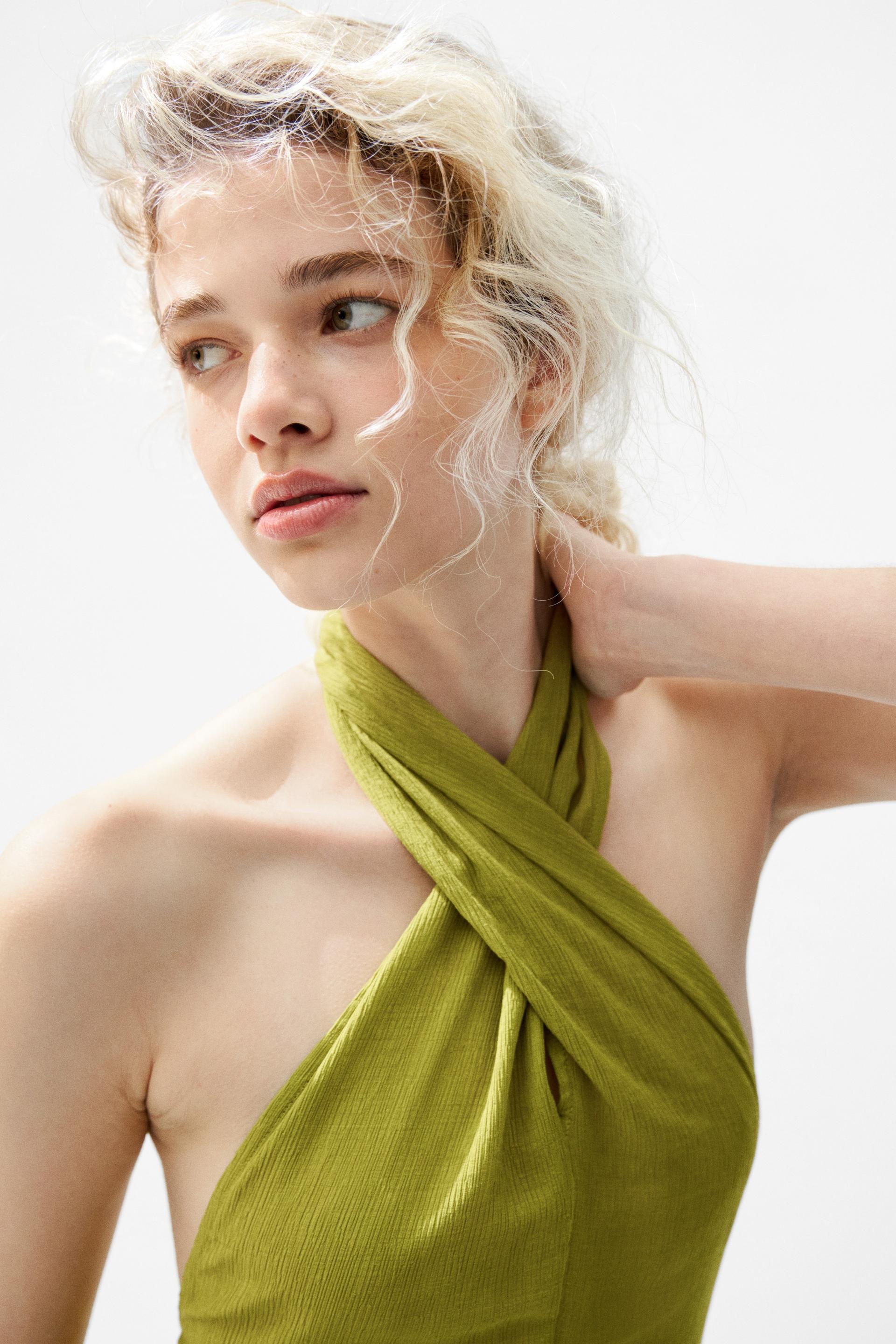 crinkled halterneck top