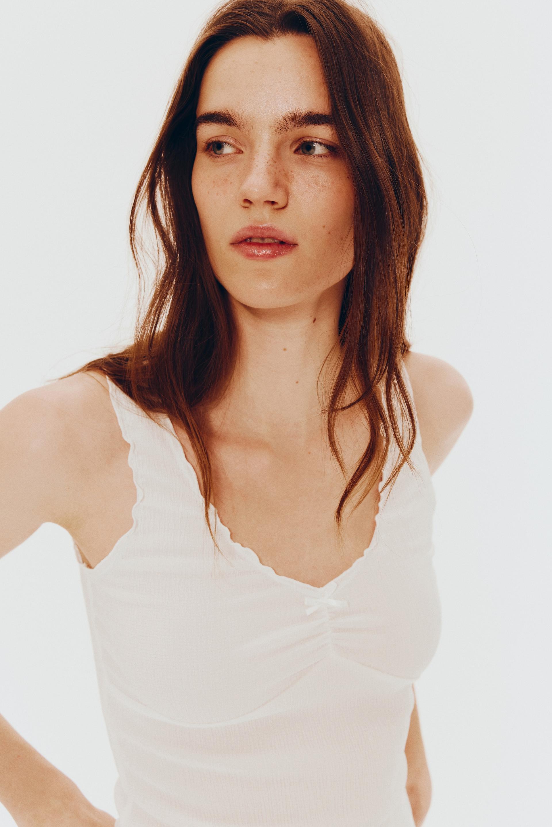 crinkled jersey sleeveless top