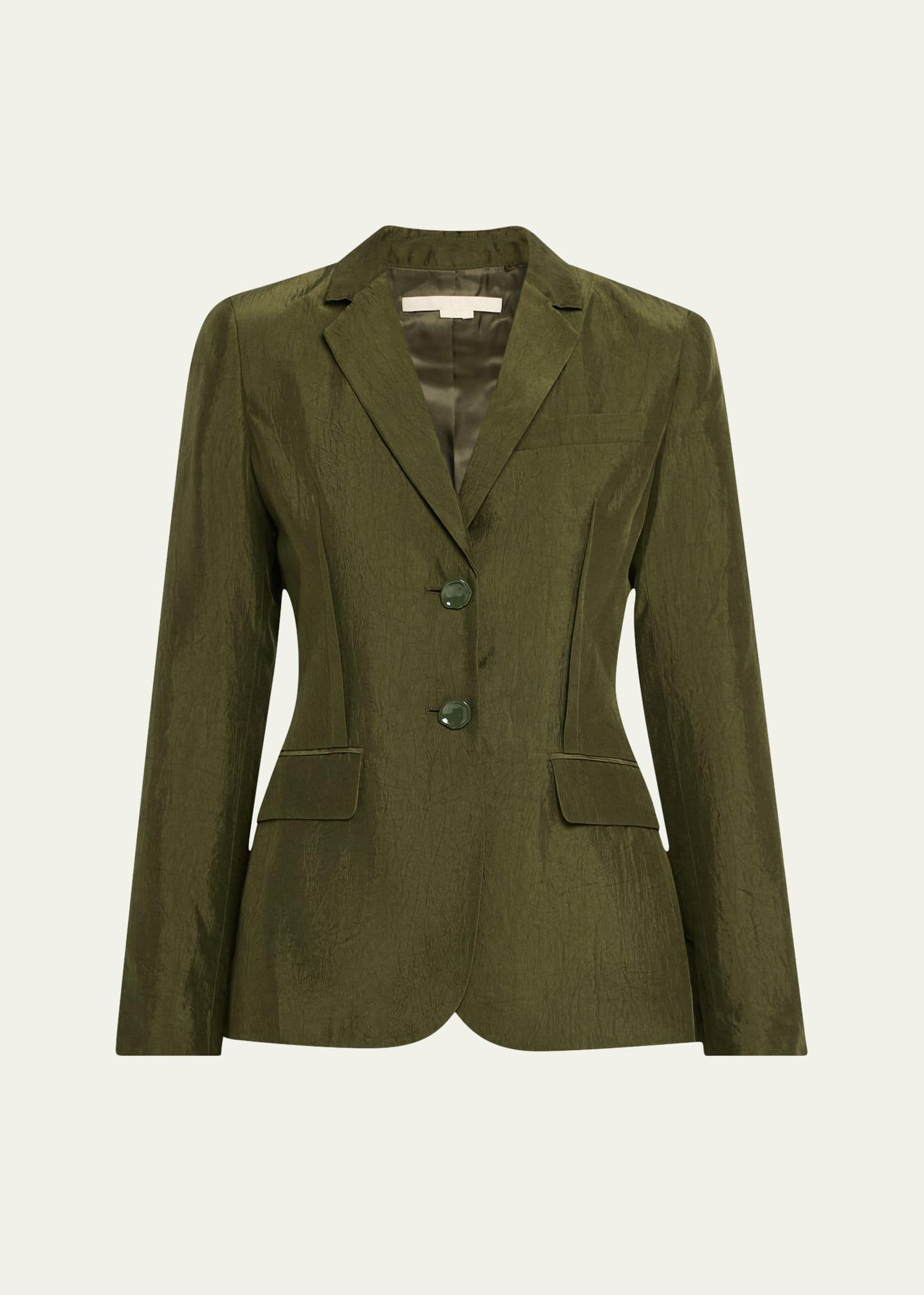 crinkled satin single-breasted blazer