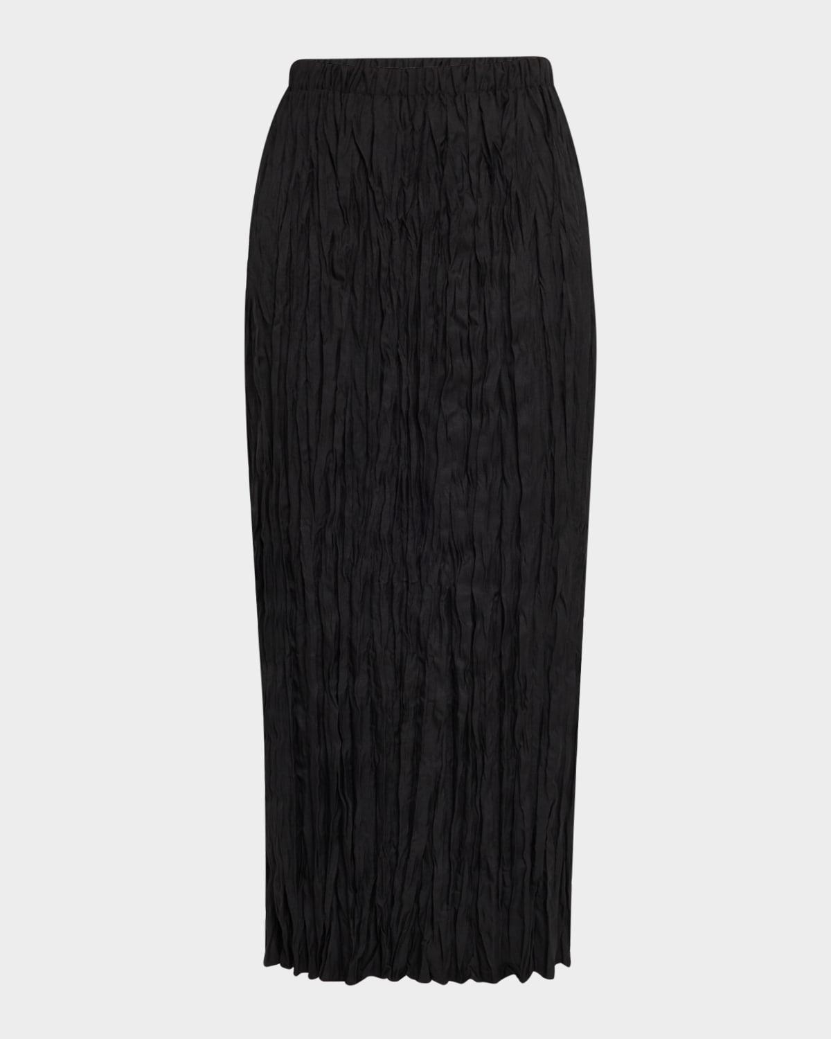 crinkled straight midi skirt