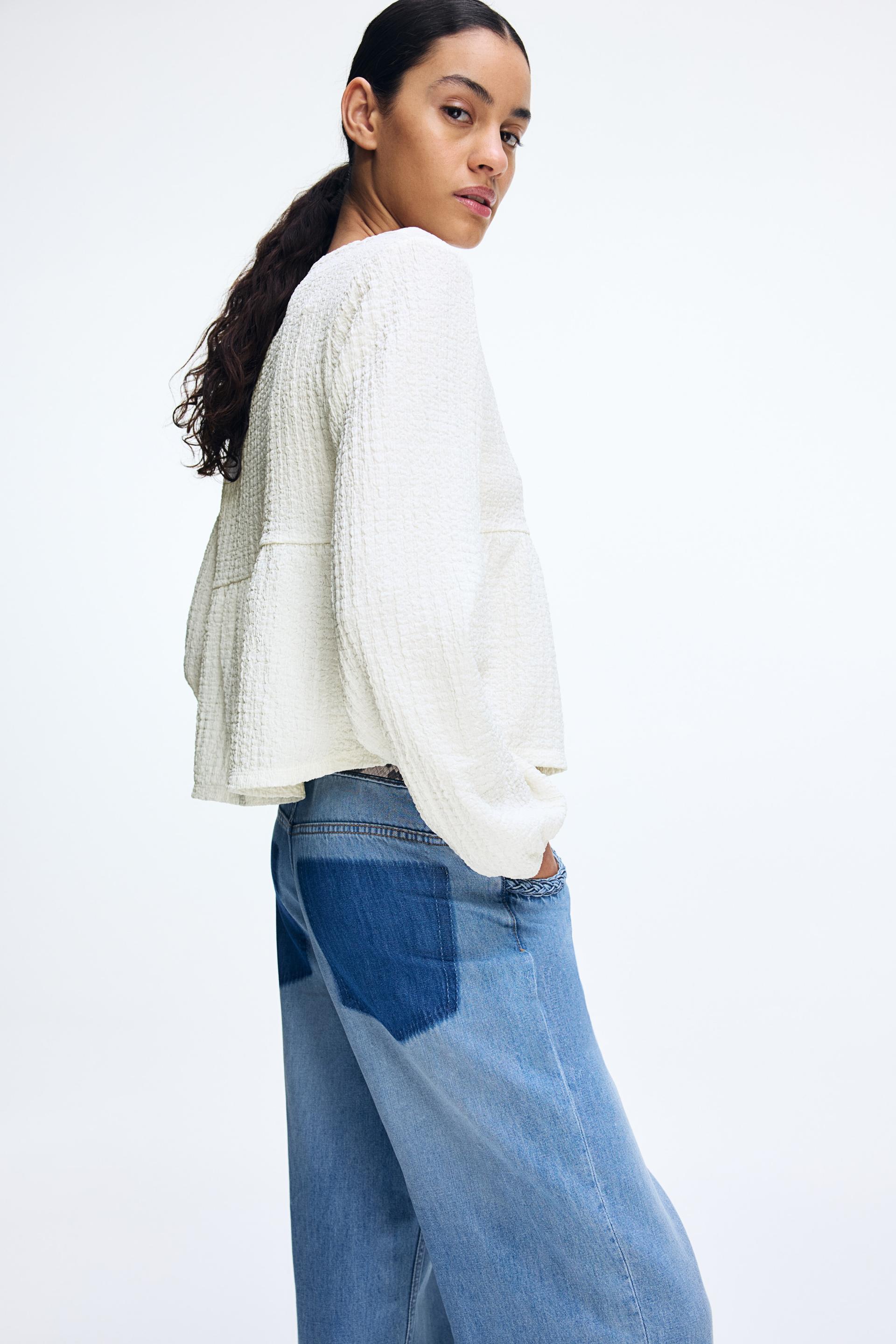 crinkled tie-detail top