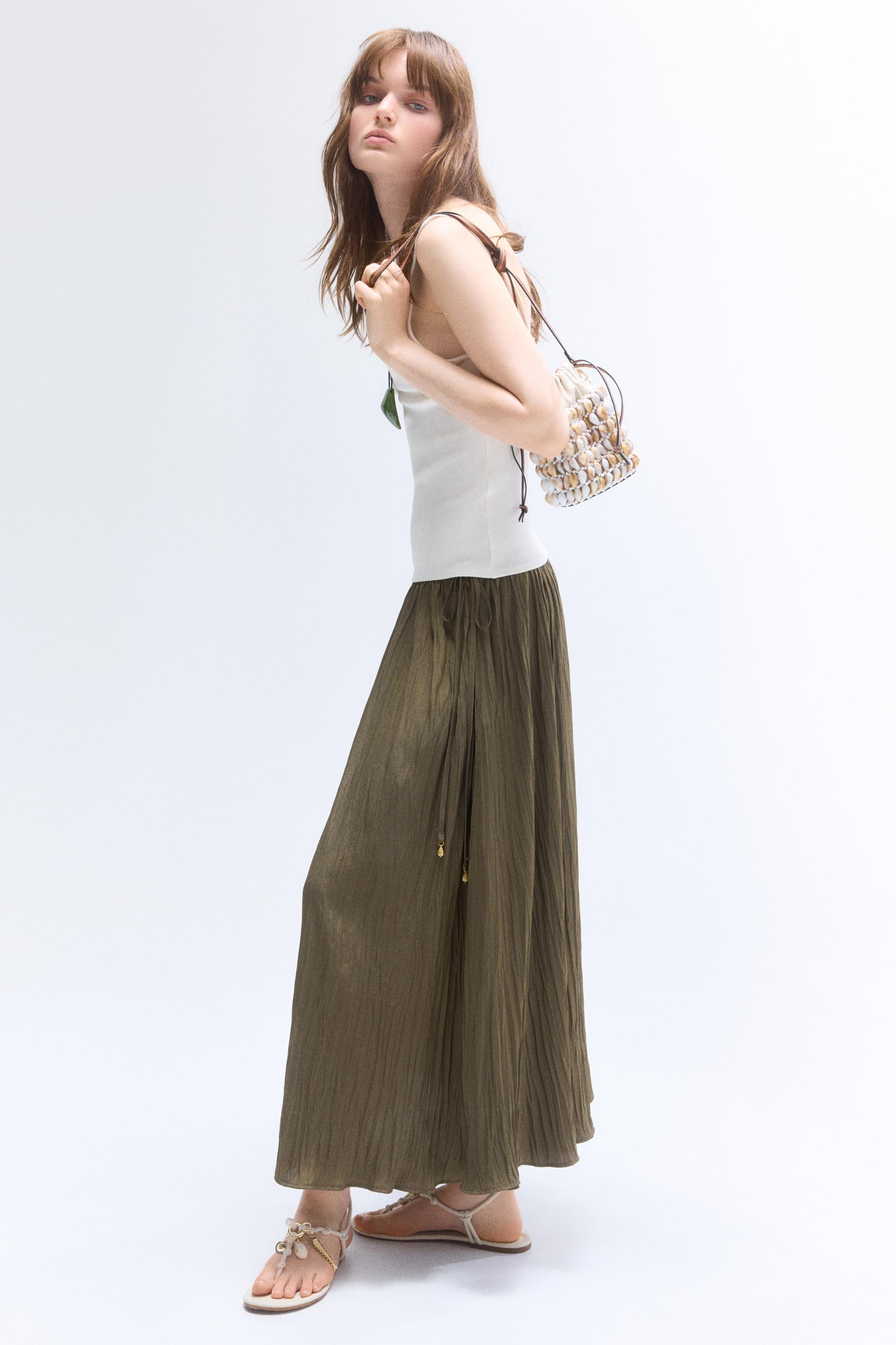 crinkled twill skirt