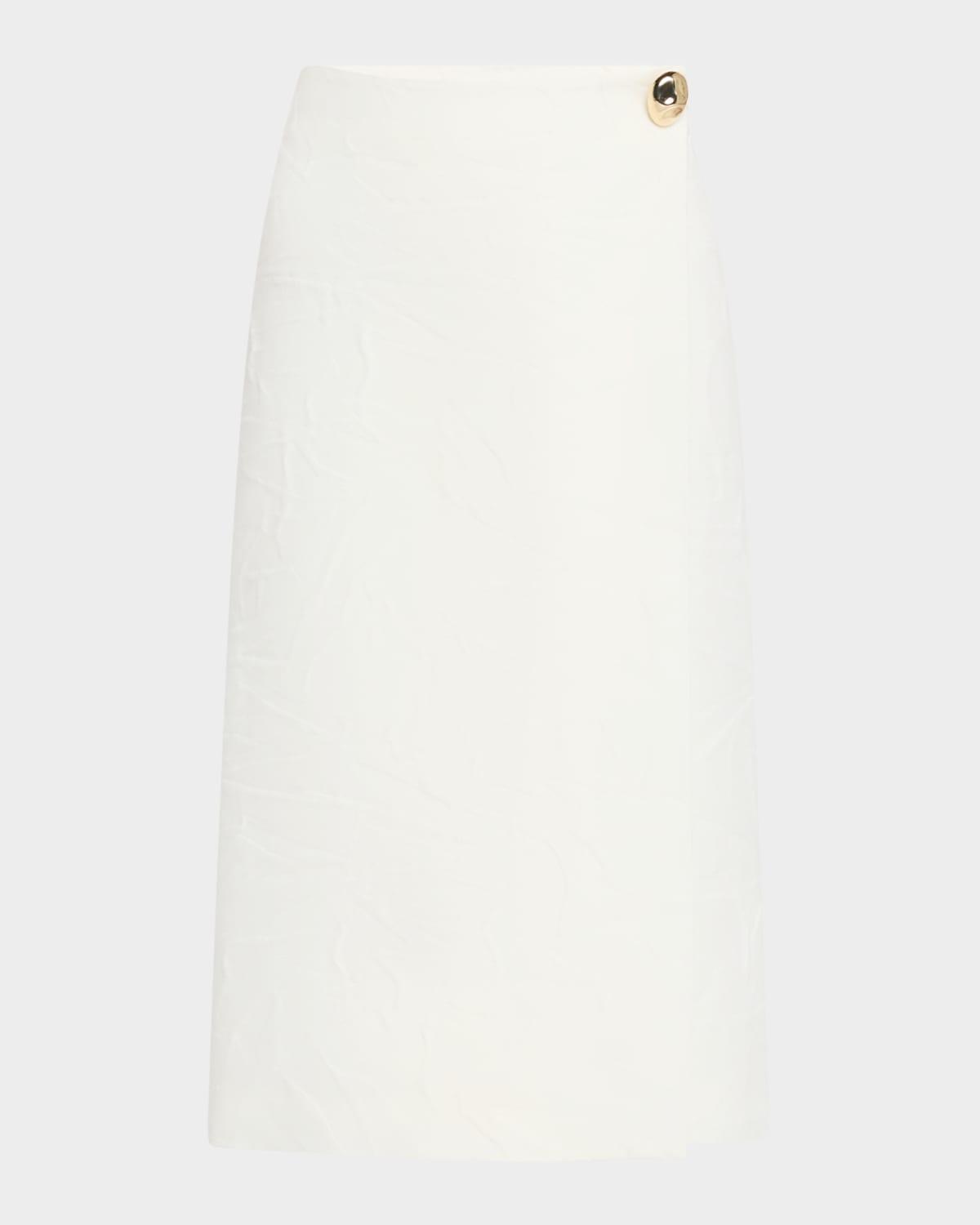 crinkled wool jacquard midi skirt