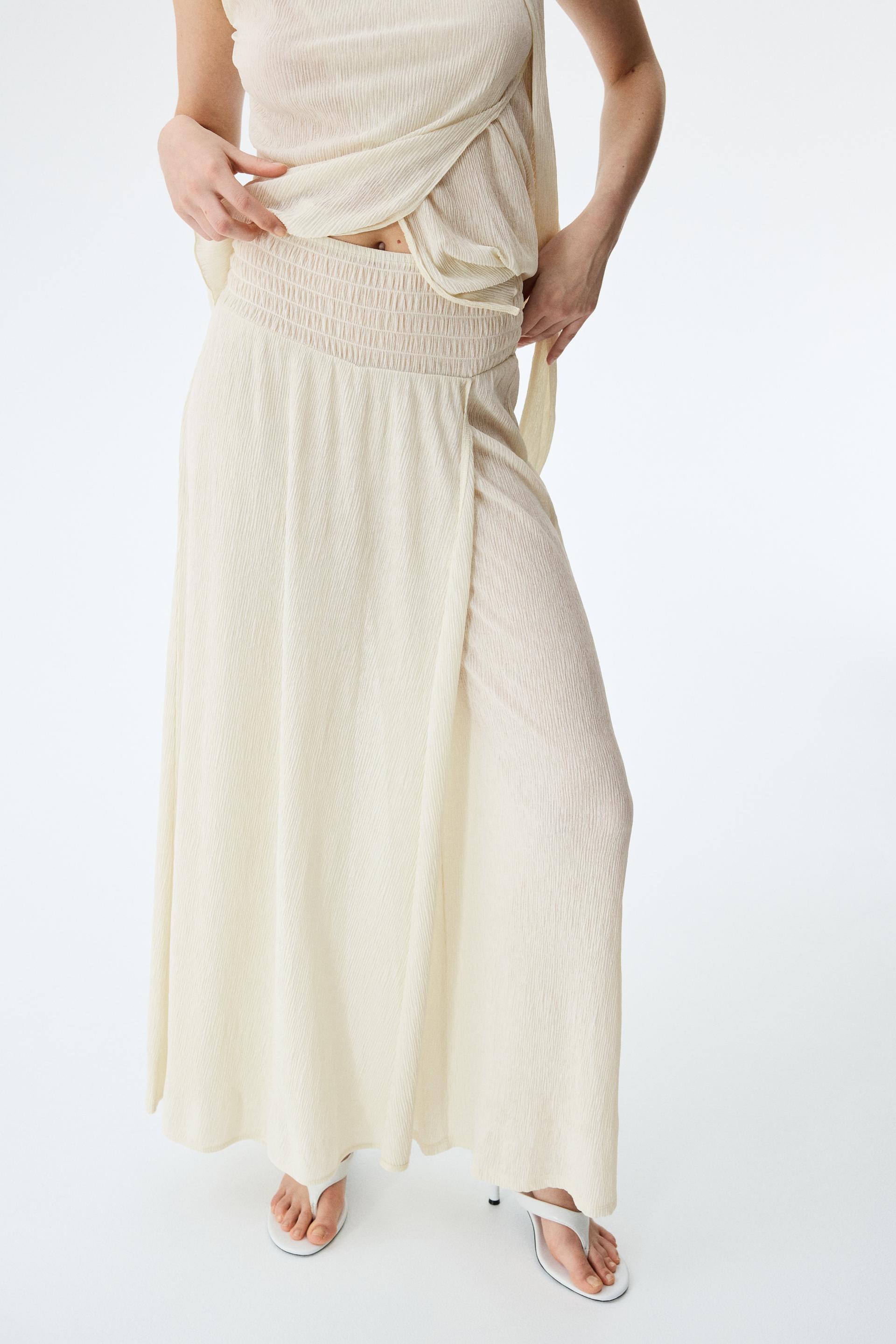 crinkled wrapover pants