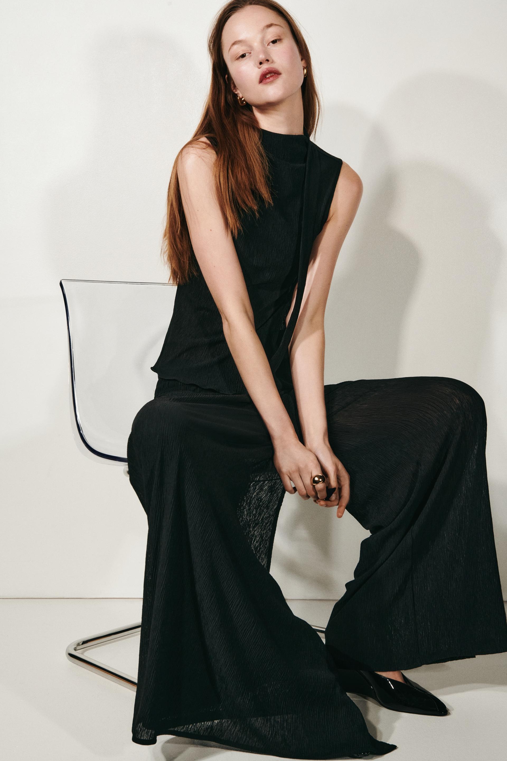 crinkled wrapover pants