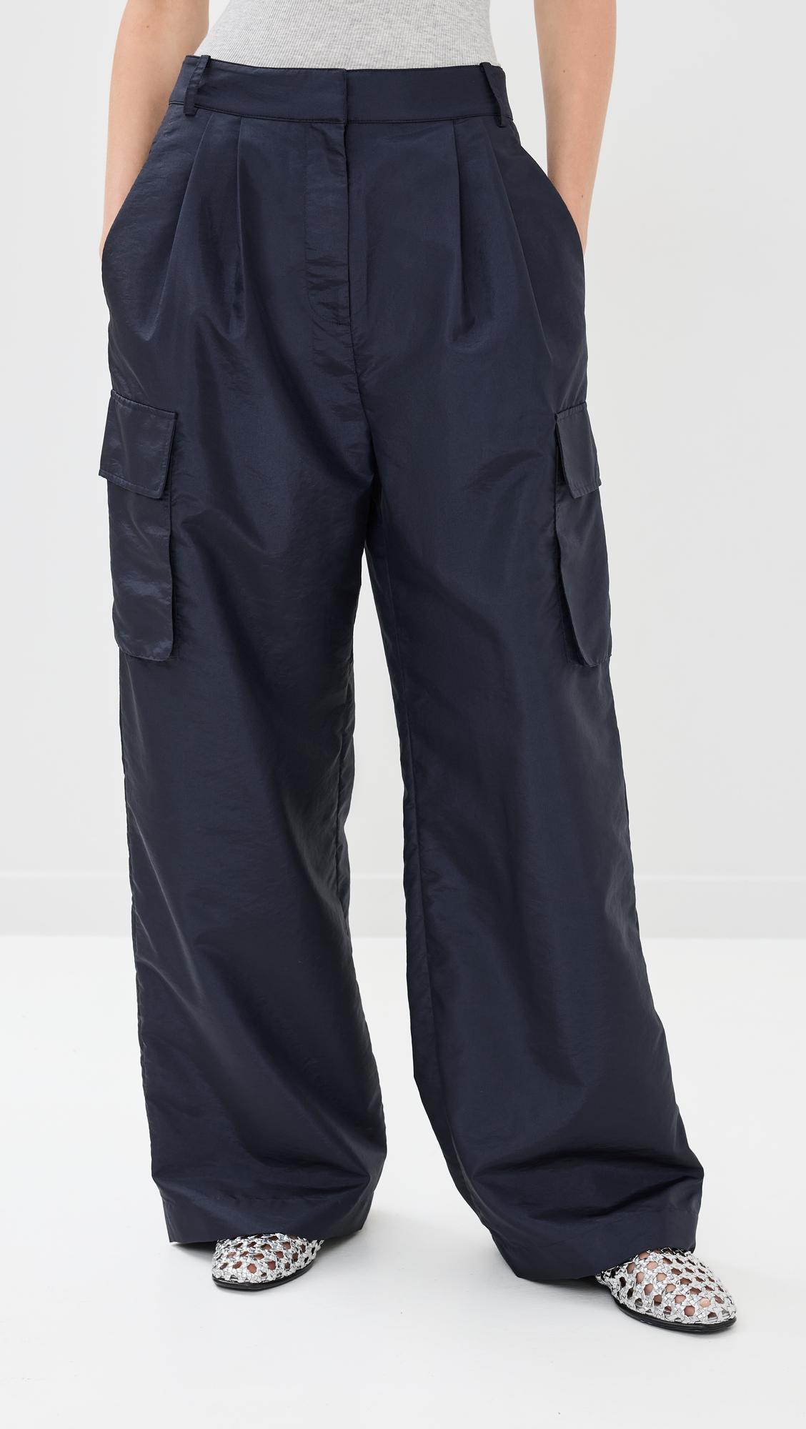 crispy nylon stella pleated cargo pants