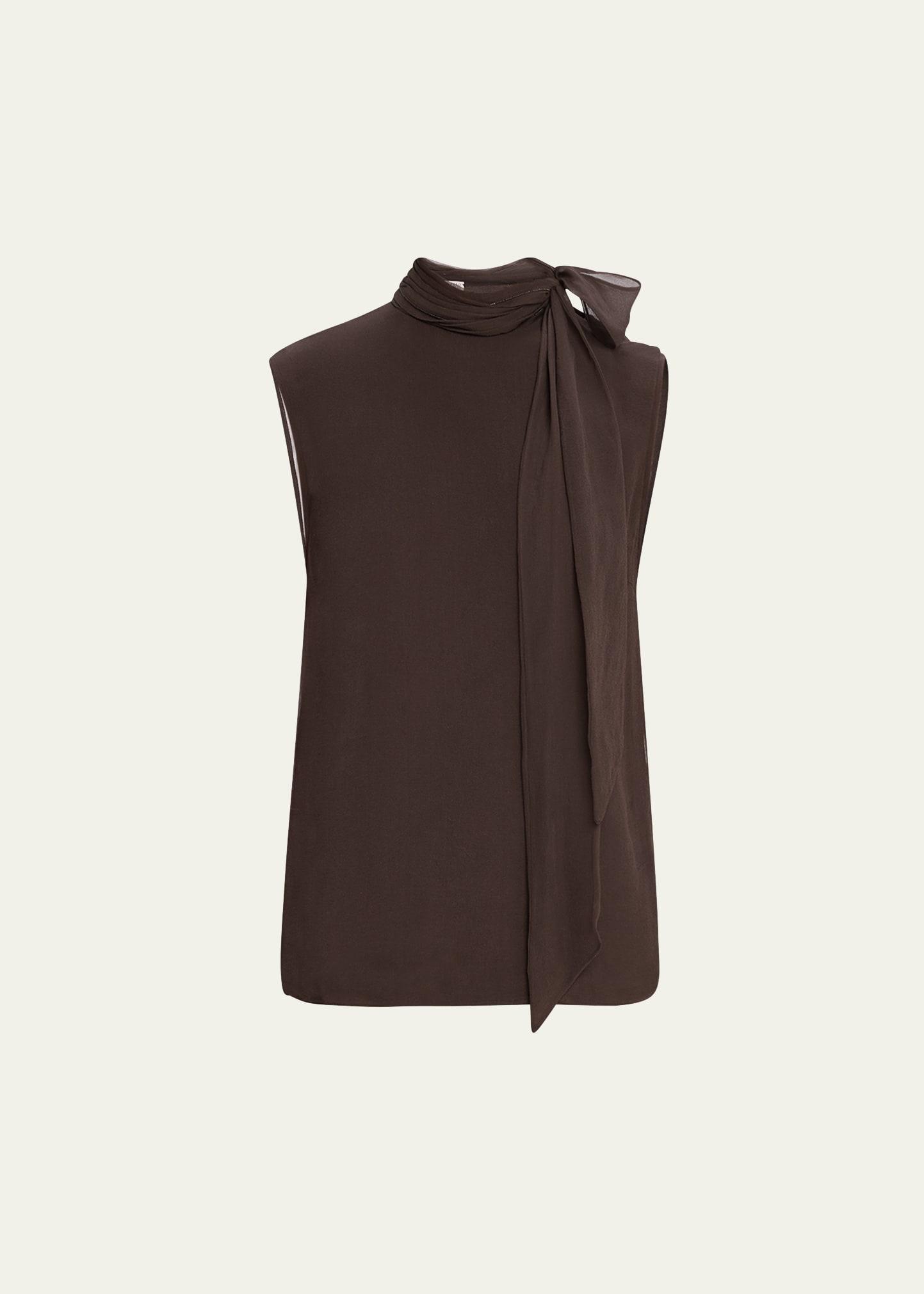 crispy silk chiffon tie blouse