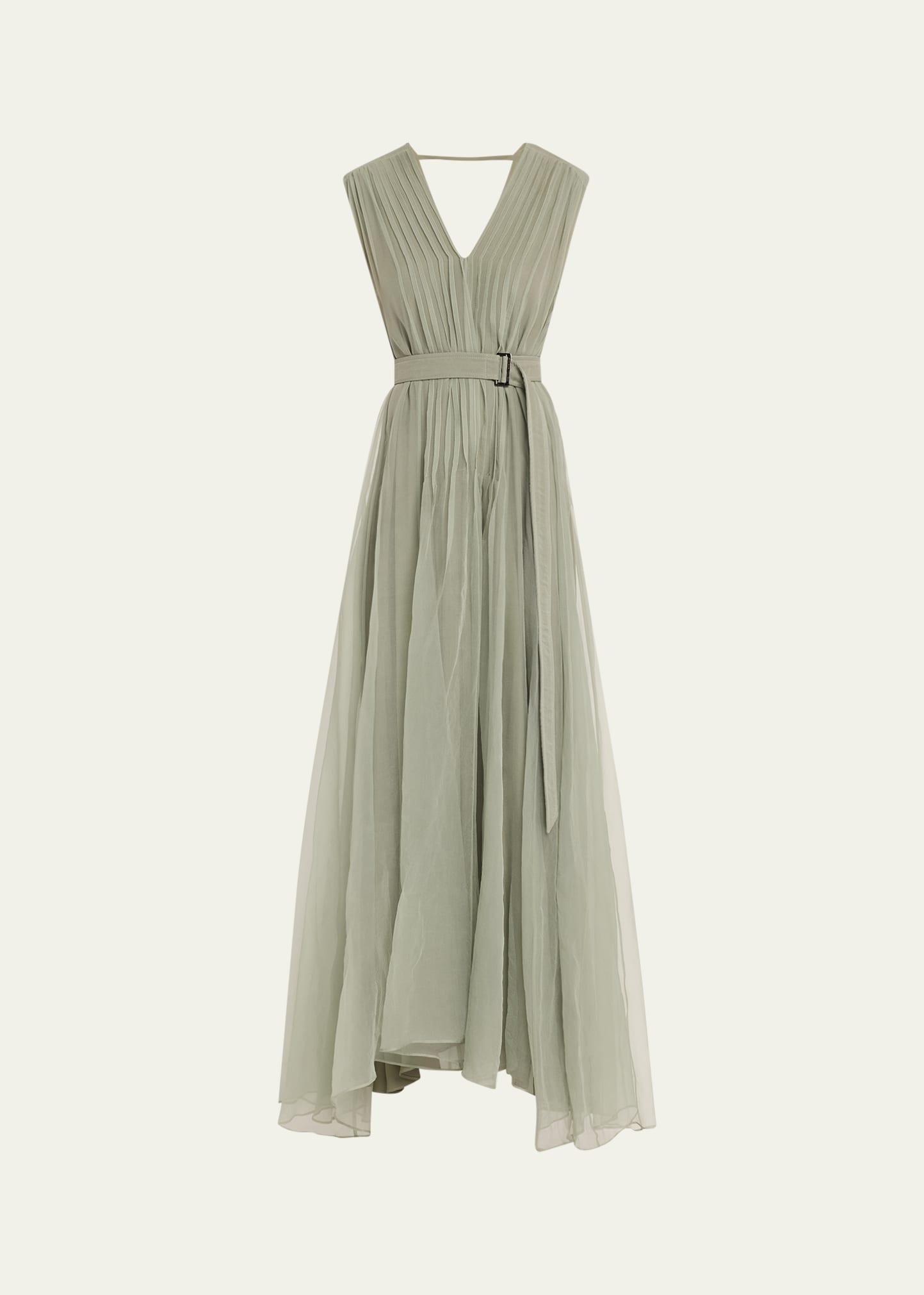 crispy silk organza belted volume dress