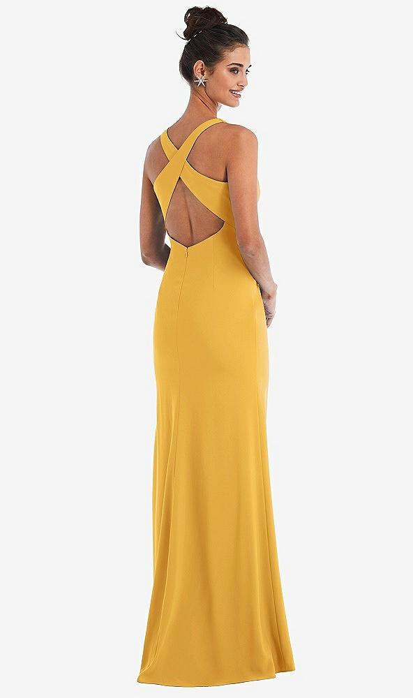 criss-cross cutout back maxi dress with front slit