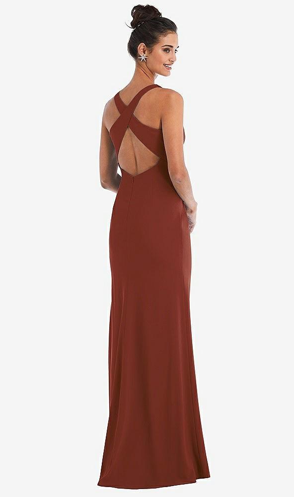 criss-cross cutout back maxi dress with front slit