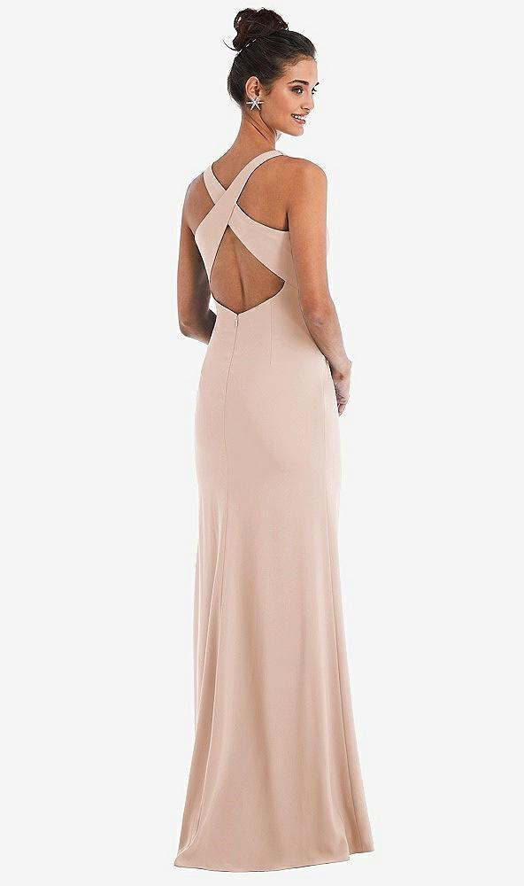 criss-cross cutout back maxi dress with front slit