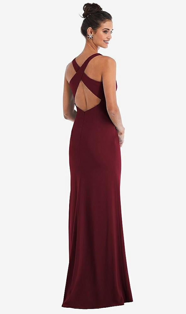 criss-cross cutout back maxi dress with front slit