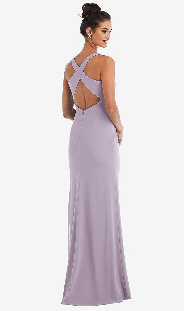 criss-cross cutout back maxi dress with front slit