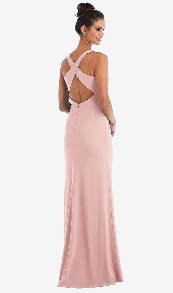 criss-cross cutout back maxi dress with front slit