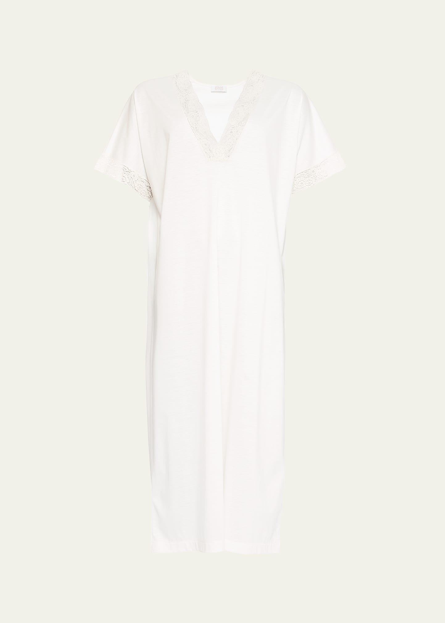 cristal lace-trim cotton nightgown