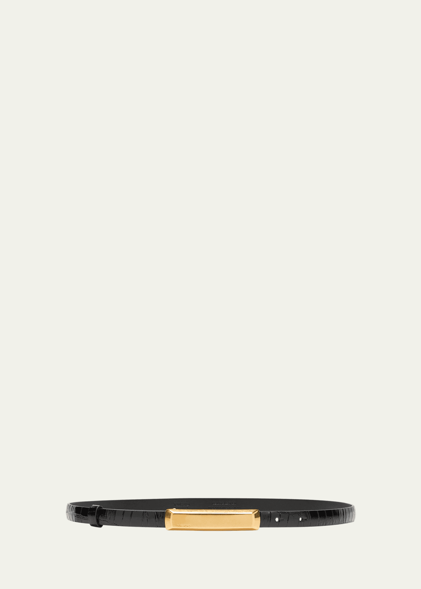 croc-embossed leather skinny belt