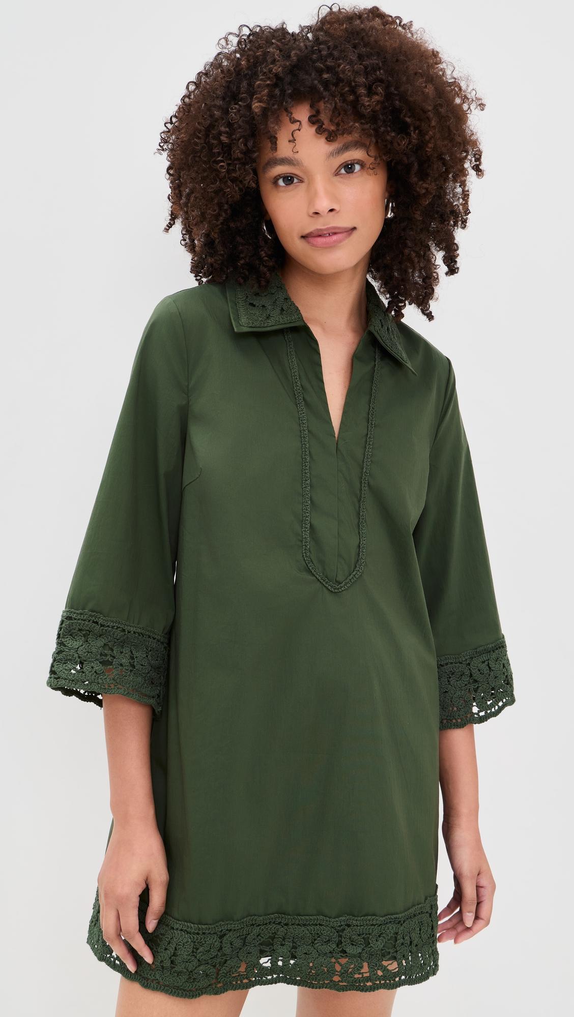 crochet accent mini dress