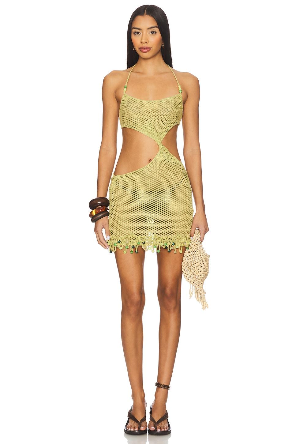 crochet bead trim mini dress