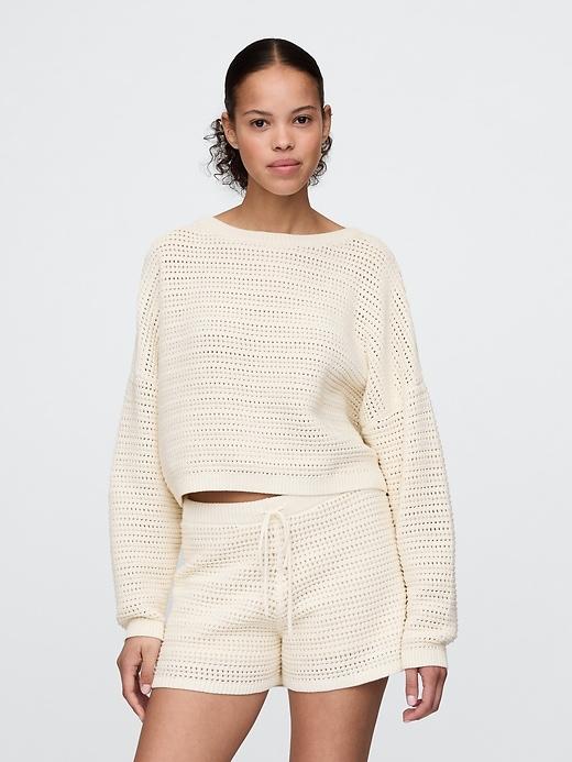 crochet boatneck crop sweater