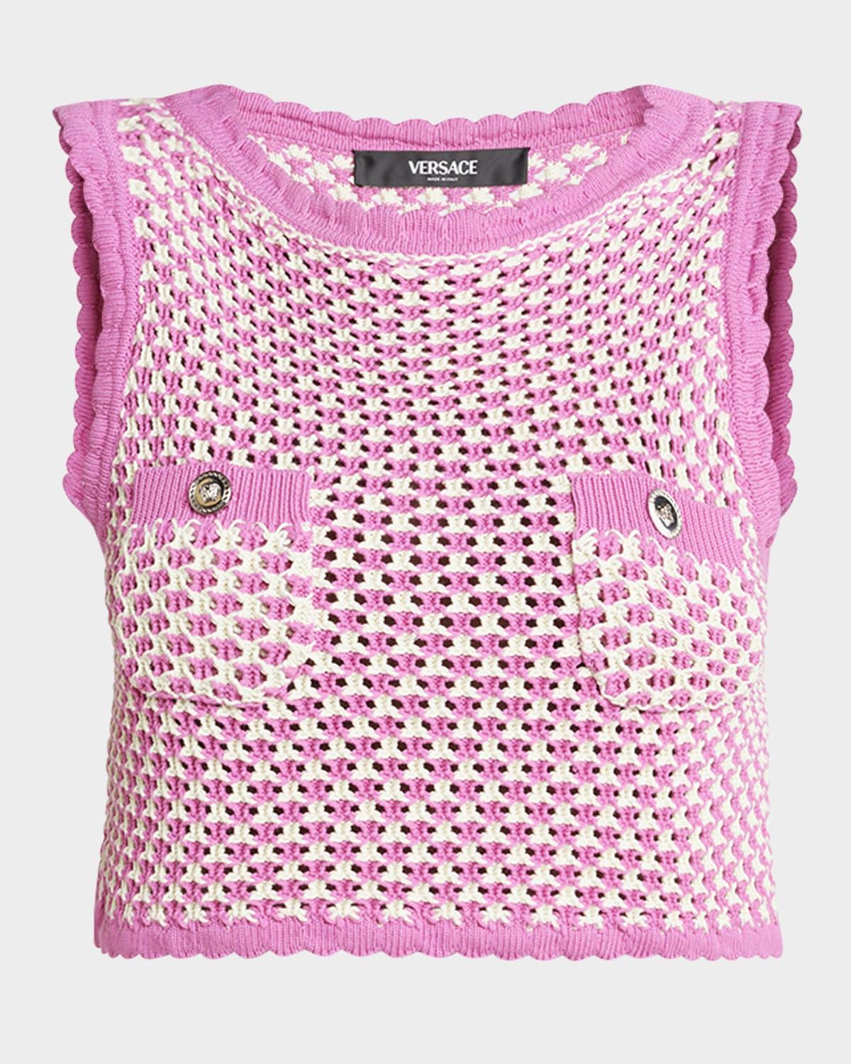 crochet compact cotton knit top