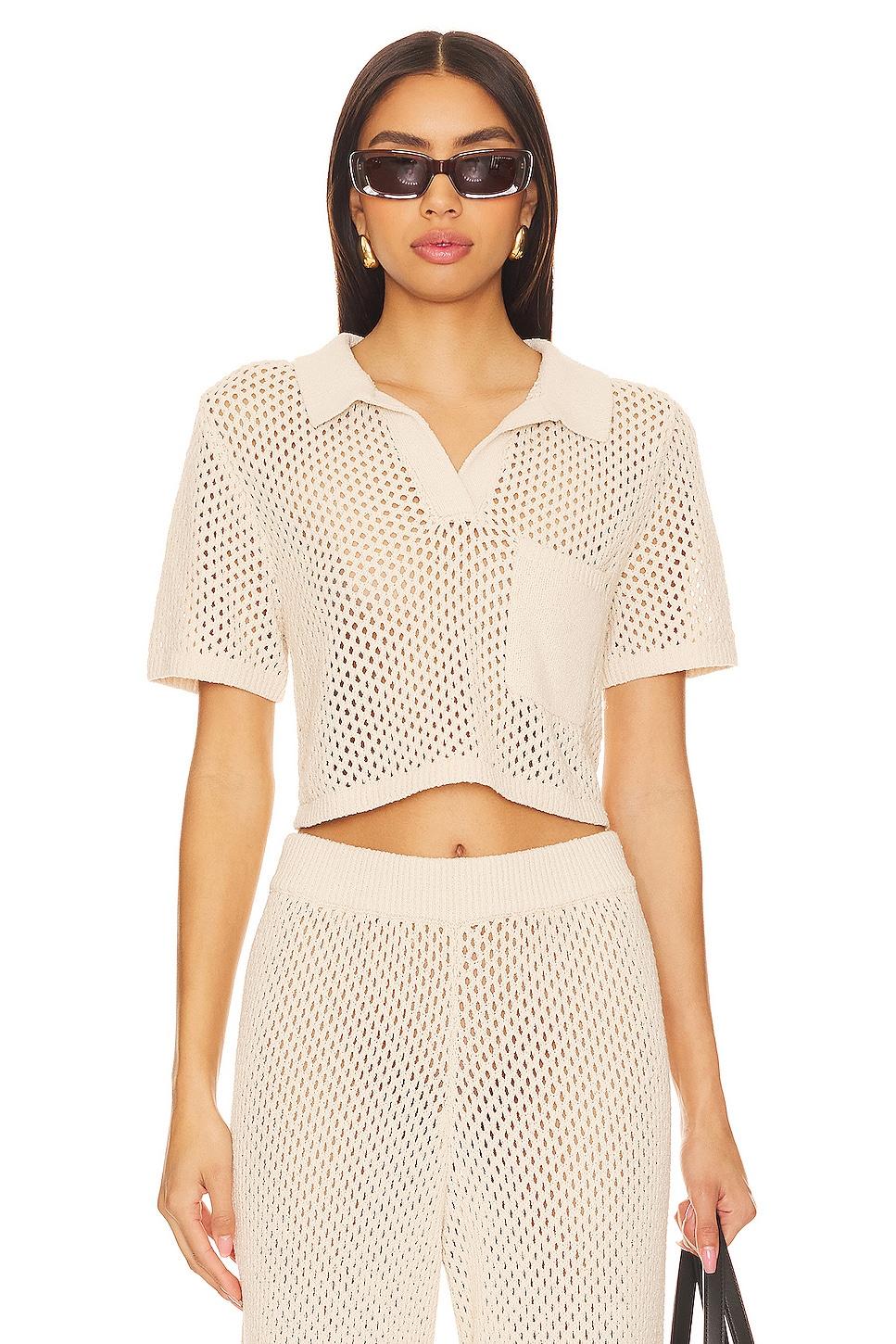 crochet cropped polo top
