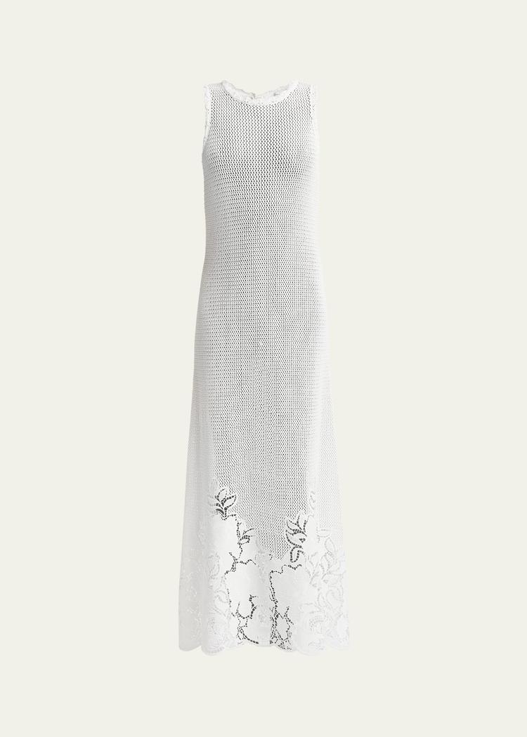 crochet floral sleeveless maxi dress