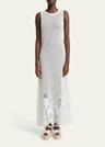 crochet floral sleeveless maxi dress