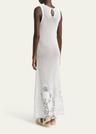 crochet floral sleeveless maxi dress