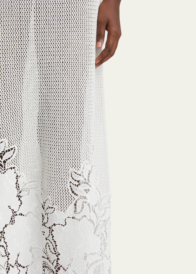 crochet floral sleeveless maxi dress