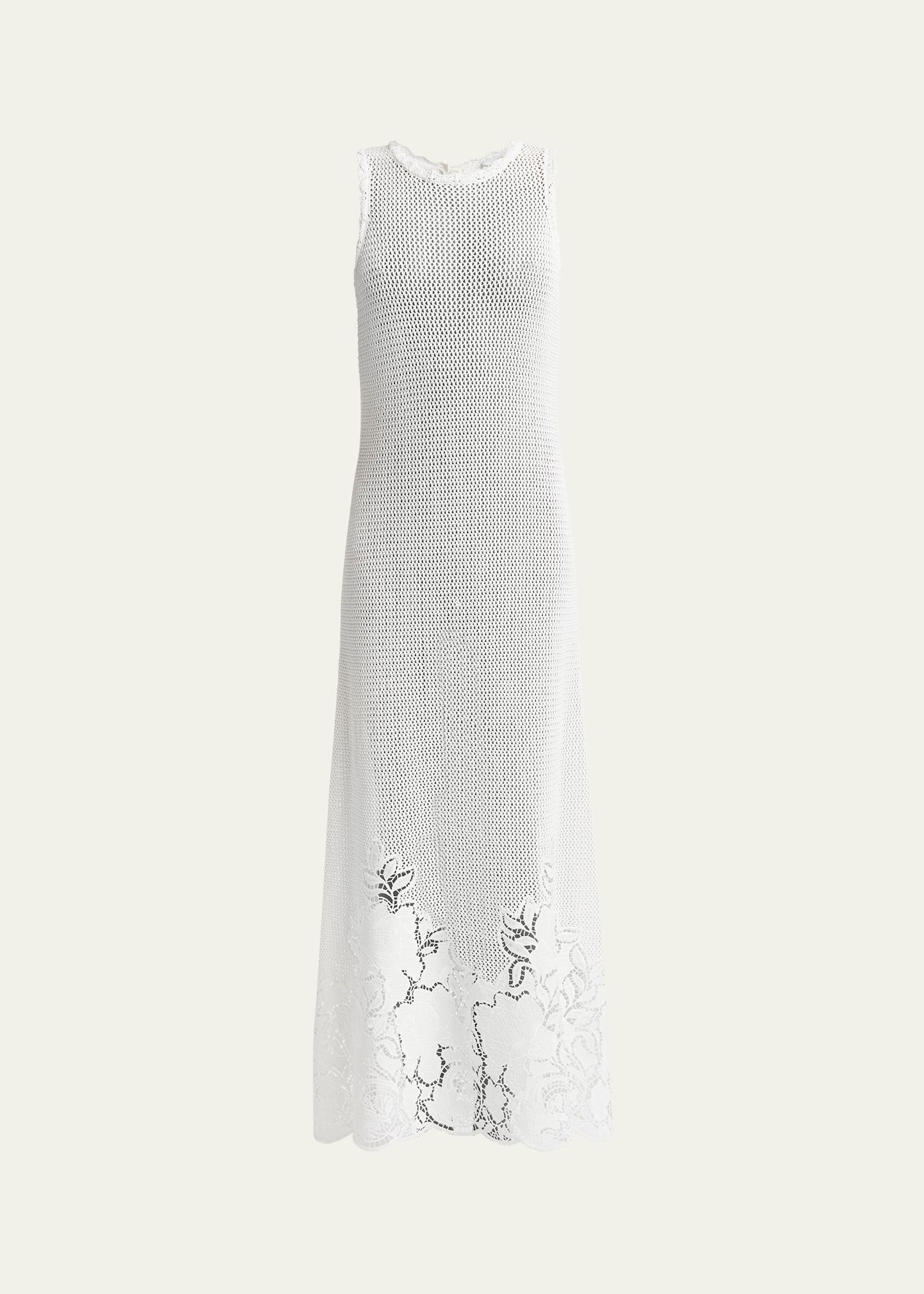 crochet floral sleeveless maxi dress