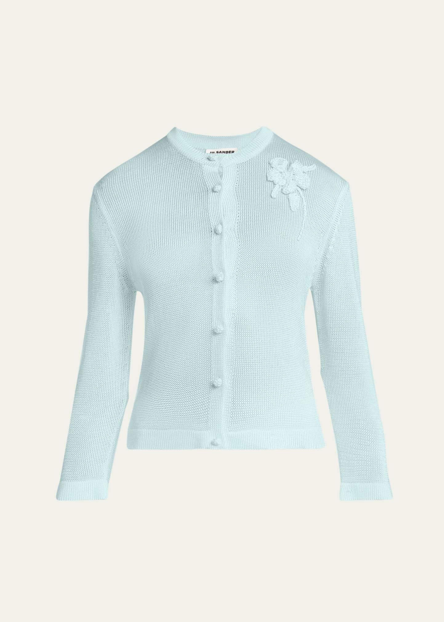 crochet flower three-quarter sleeve cardigan