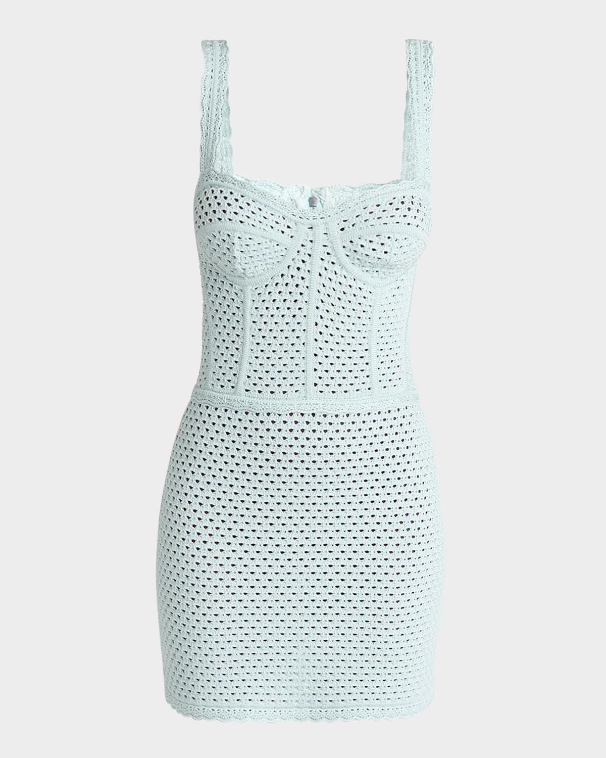 crochet knit mini bustier dress